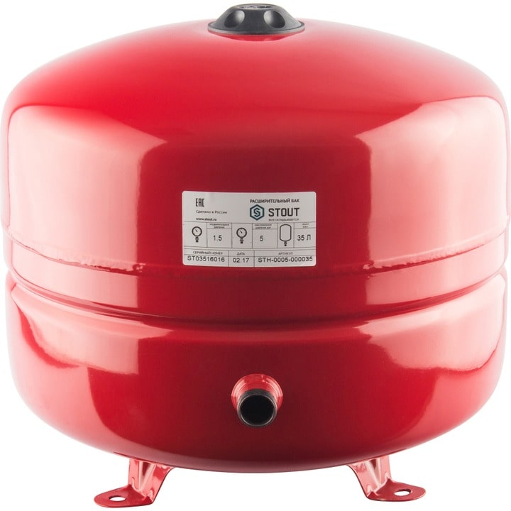 Расширительный бак на отопление 35 л. (цвет красный) STH-0005-000035 STOUT 